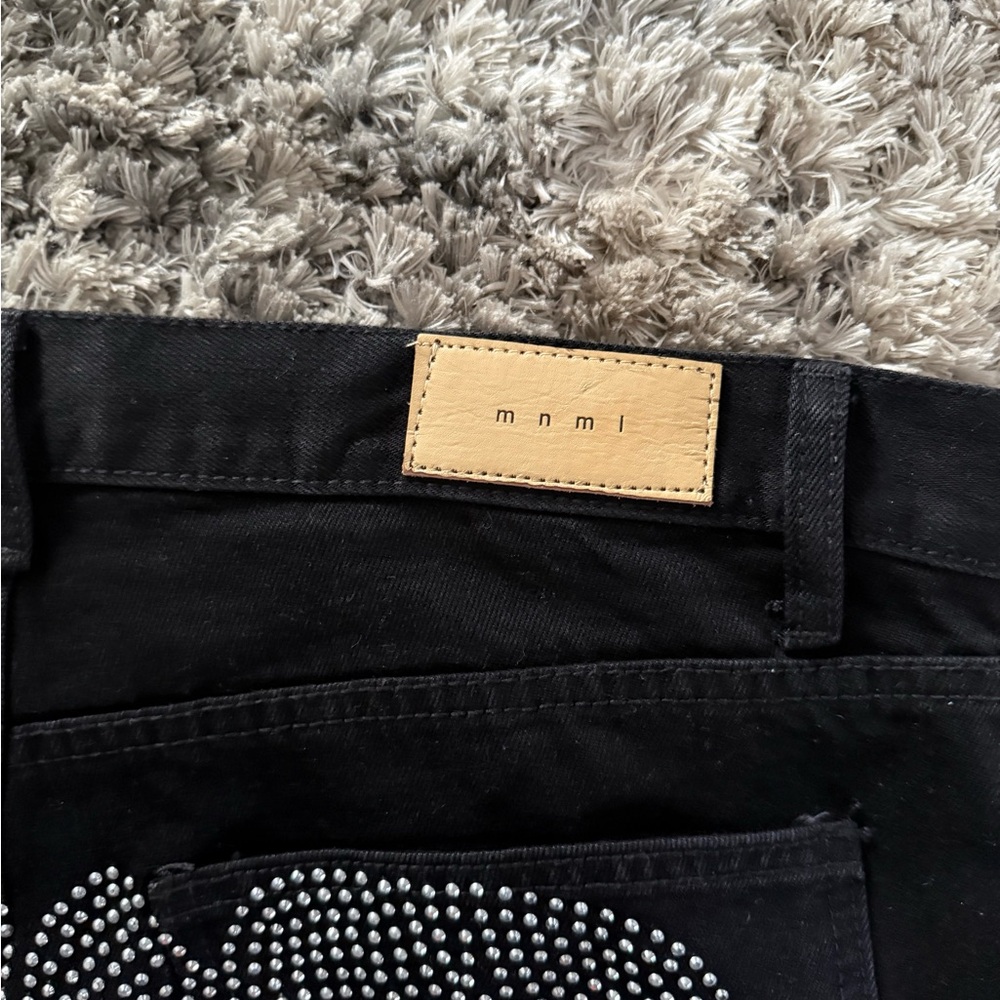 MNML Skeleton Rhinestone Stacked Jeans - Picture 3 of 4